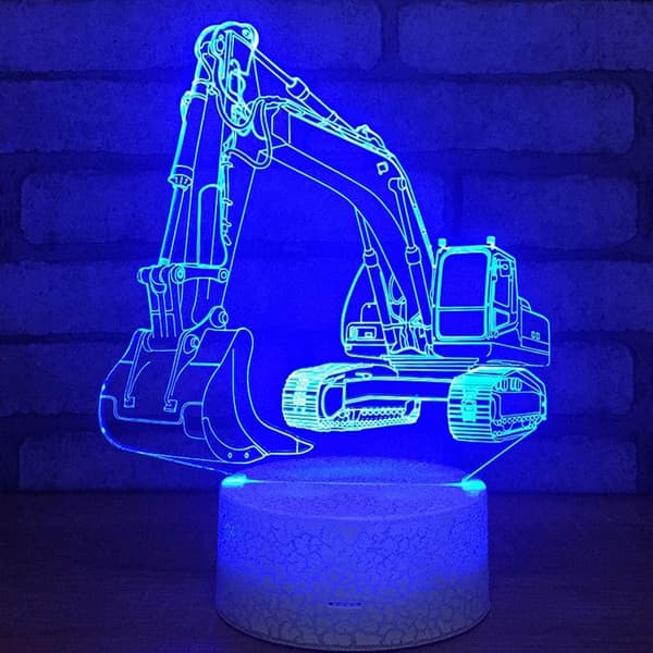 Grävmaskin 3D LED Optisk Illusion Sensor Nattlampa