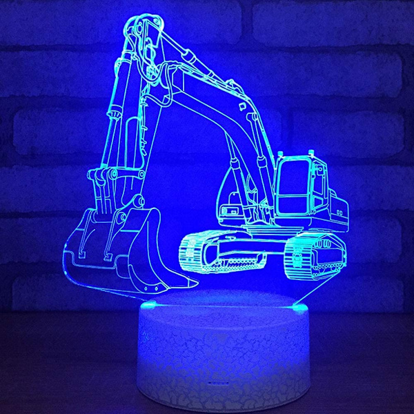 Grävmaskin 3D LED optisk illusionssensor nattlampa