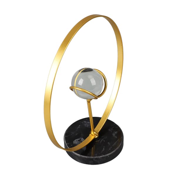 Bordpynt Jern Geometrisk Ramme Kunstig Krystallkule Moderne Skrivebordsornament for Studie Stue Kontor Round