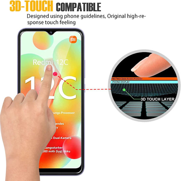 4 st skärmskydd i glas till Xiaomi Redmi 12C härdat glasfilm