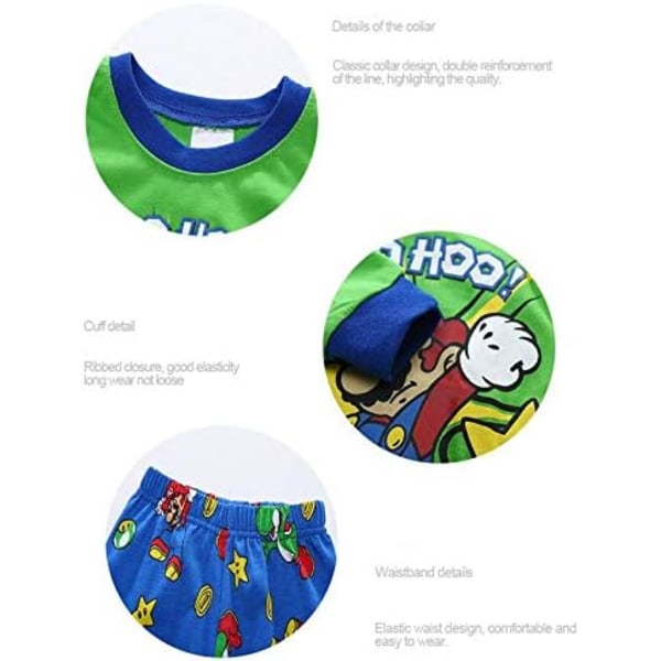 2024 Nya Toddler Boys Långärmade Mario Pyjamas Set PJs Bomulls Nattkläder Spädbarn Barn, Överraskning Jul Födelsedagspresent till Barn A 5Y/110cm