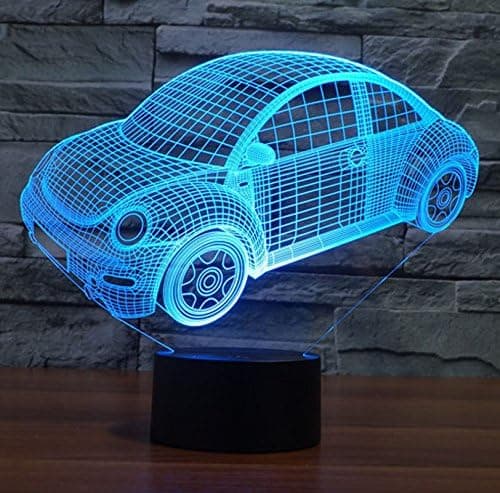 Bilformet 3D LED Natlampe Farverig Stemningslampe til Ferie