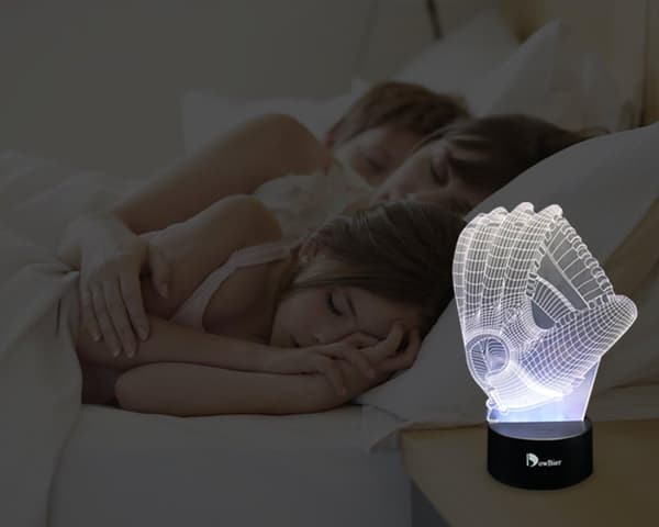 3D Illusjon Flerfarget USB Sovende Nattlys Skrivebordslampe