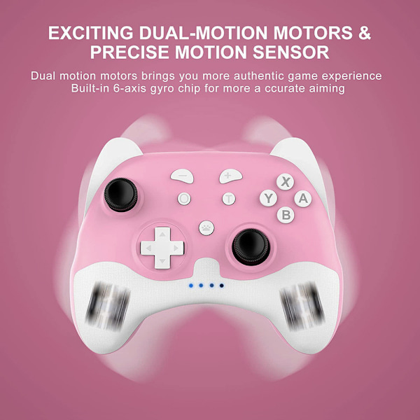 Switch Pro-kontroller for Nintendo Switch/Switch Lite/OLED, trådløs Switch-kontroller med LED-lys og vekkefunksjon, ergonomisk sklisikker
