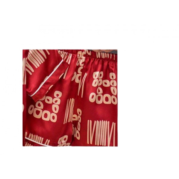 Toddler Button Up Pyjamas Sommar Pjs, Röd Geometri, L