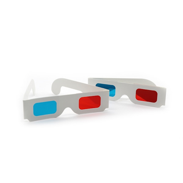 3D Paper Glasses for Movies,Movie Glasses,3D Glasses Red and Cyan Lens White Frame Anaglyph Glasses Cardboard for Movies,Folded in Protective Sleeve