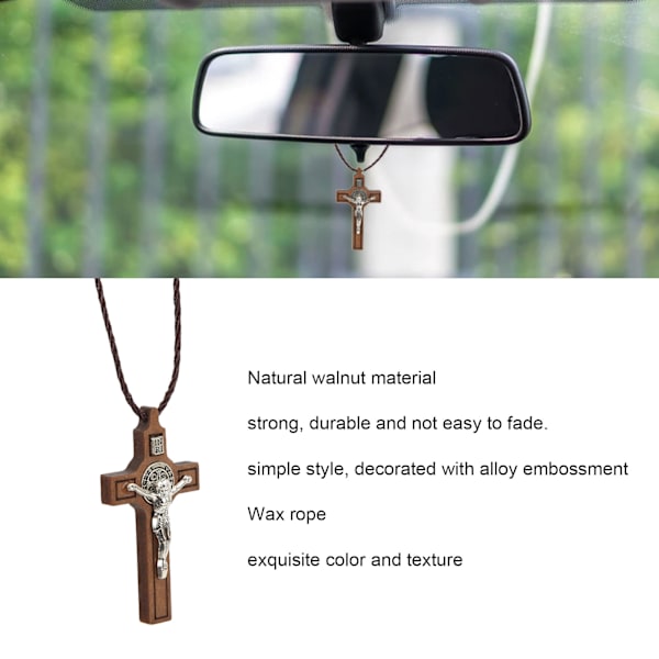 Träkors Halsband Naturlig Valnöt Legering Utsökt Färg Enkel Stil Krucifix Halsband för Fest Bil Semester