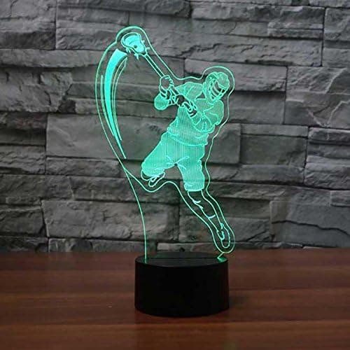 3D Lacrosse Spiller Natlampe Touch Switch 7 Farveskift L