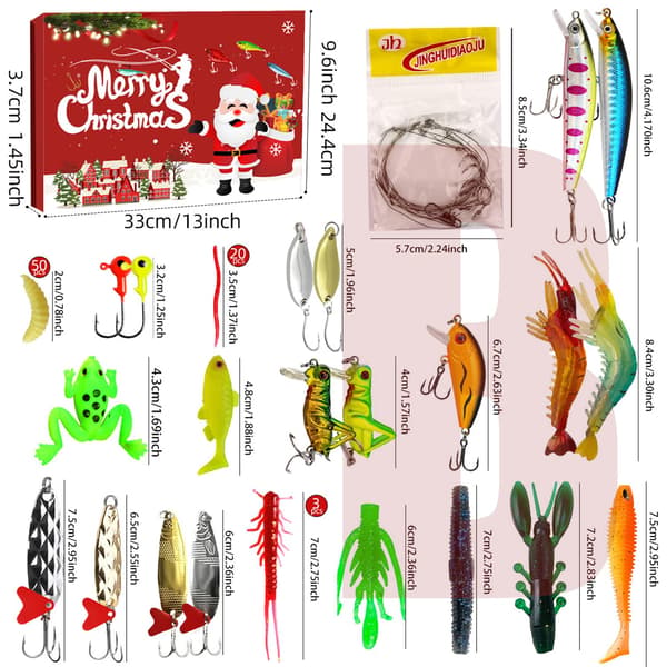 Fiskegrejssæt Blind Box Crankbait Ske-kroge Julegave til lystfiskere red-B