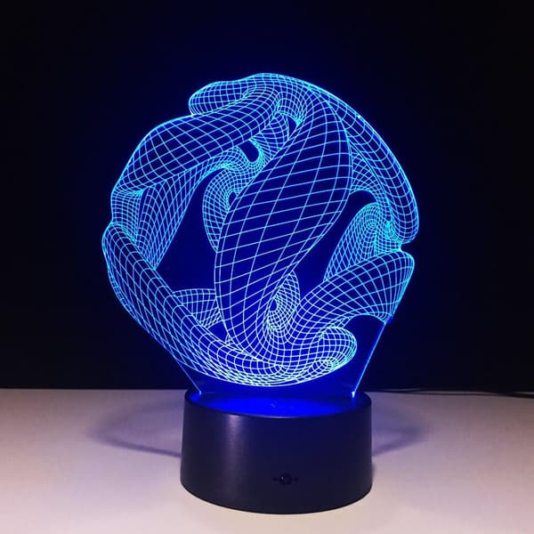 Kunstnerisk Abstraktion Moderne 3D USB Natlampe Farverig Colo