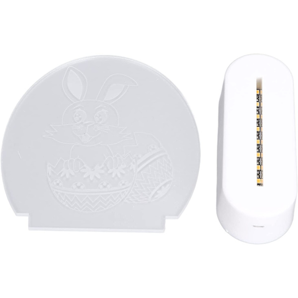 Kanin 3D nattlys, kanin som holder eggmønsterlampe energisparende LED påske lys batteridrevet skrivebord bordlamper for soverom stue barn