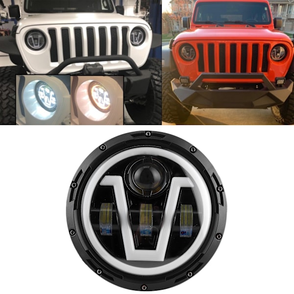 7 tommers runde LED-frontlykter Hvit Gult Lys IP67 Vanntett Passer for Jeep Wrangler JK 07-18
