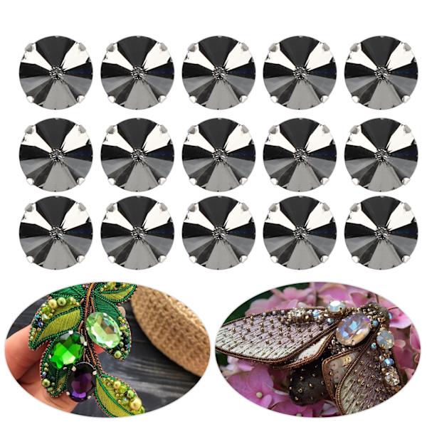 20 kpl DIY-kynsitimantteja hääpukuun, retro-muoti, käsityölasikoristeet vaatteisiin, 15 mm kookospähkinän harmaa pyöreä lasikynsitimantti