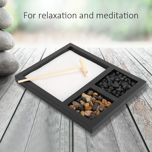 Zen-trädgårdssandbricka Dekoration Skrivbord Mikrolandskap Prydnad Hantverk för Hem Vardagsrum Teahouse