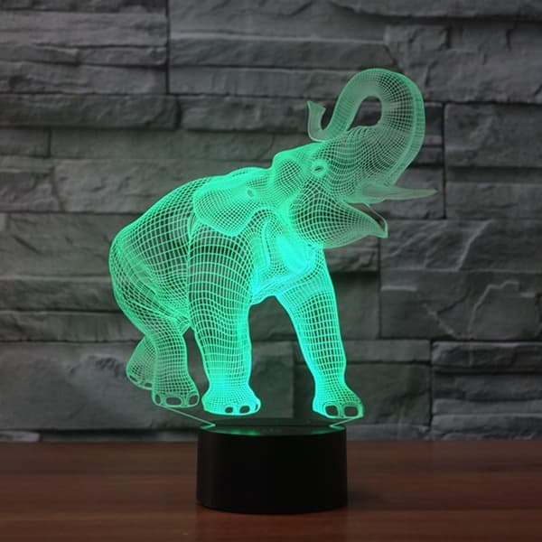 3D Elefant Nattlys Berøringsbryter Dekor Bord Pult Optisk