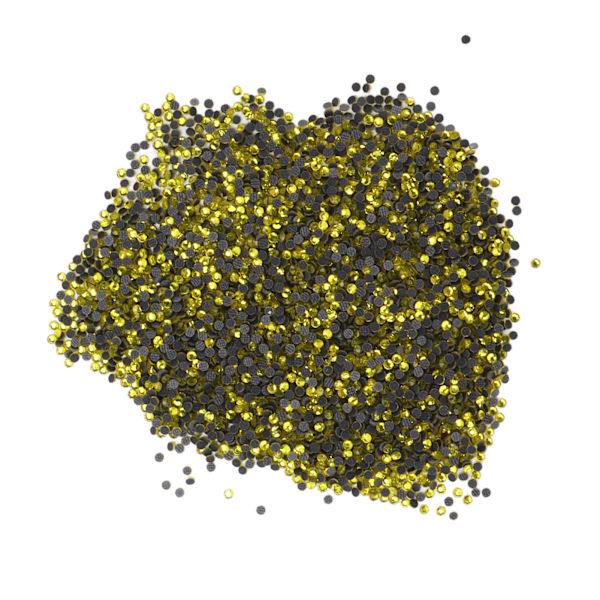 14400 stk. flade bagsiderhinestones, blændende farverige DIY robuste iriserende rhinestones runde perler til manicure makeup, citrongul