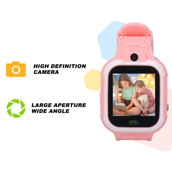 Barneklokke Smart Watch IP67 Vanntett Multi Funksjonell 4G Samtale Stemmemelding Intelligent Klokke for Barn Pink