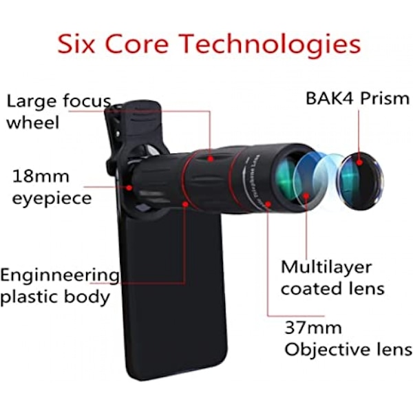 18X Monokulær Zoom Optisk Mobiltelefon Linse Universal til Sma