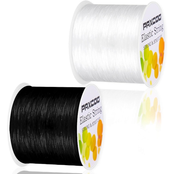 2 ruller elastisk snor til armbånd, elastisk magisk elastisk snor perle snor smykke tråd til vennskapsarmbånd, halskjeder, leireperler, ponnyperle Black & White