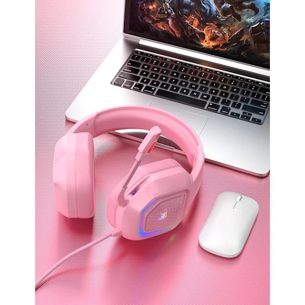 Z30 Pink Gaming Headset til PS4, PS5, Xbox One, PC, Trådløst Over-Ear Hovedtelefon med Støjreducerende Mikrofon, LED Flowing RGB Lys, 7.1 Surround Lyd