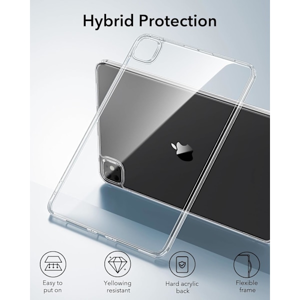 iPad Pro 13 tuuman suojakotelo M4 (2024), ohut ja kevyt, suojaa iskuilta ja pudotuksilta, ei kellastu, kova takaosa, tukee Pencil Pro -kynää Clear Pro 13 2024