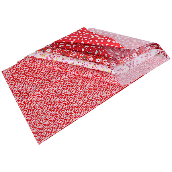 2 Set Bomullstyg Slättväv Trycktyg DIY Sömnad Quiltning PatchWork 5 Färger 50x50cm (Röd)
