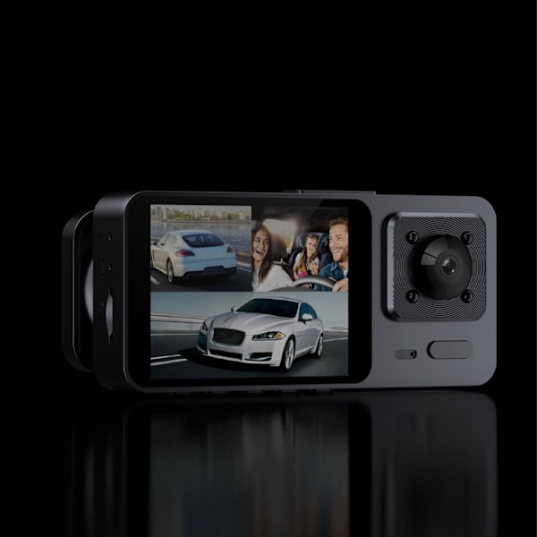 Trippelobjektiv Dashcam roterbar HD1080P nattseende 2in ISP-skärm parkeringsläge liten bilkamera för bil