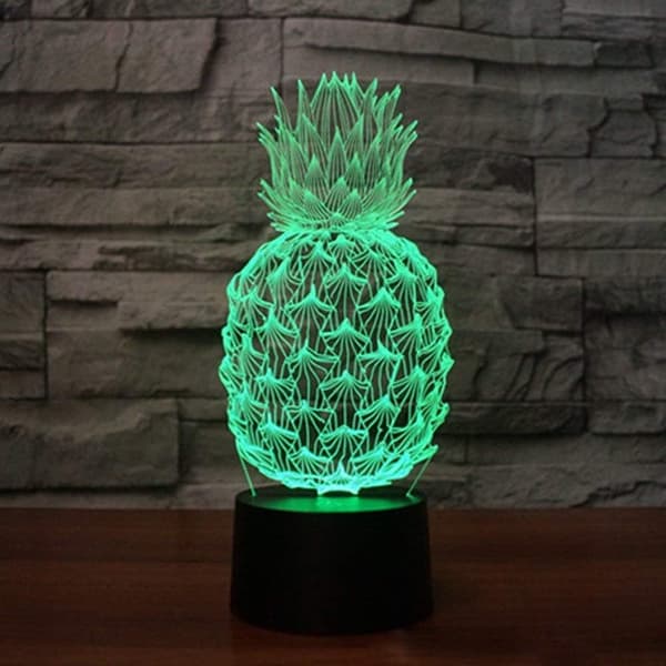 Optisk illusjon 3D Ananas Nattlys 16 Farger Endring