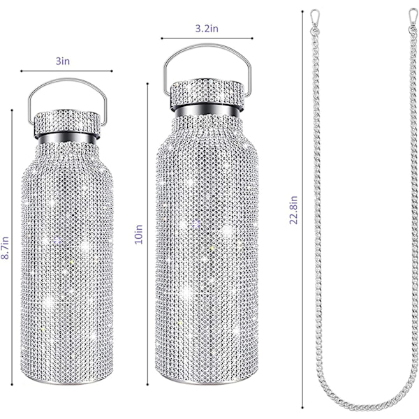 Diamant Vakuum Termosflaske, Bling Diamant Vakuumkolbe Gl