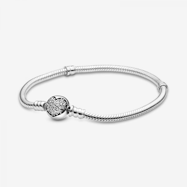 Armband 925 Silver Shining Round Heart Full Diamond Series 18cm