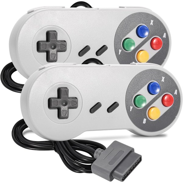 2-pak kablet SNES-gamepad, SNES-kontroller fullstendig kompatibel med original SNES/SFC - [Plug and Play] (flerfargede taster) Colourful