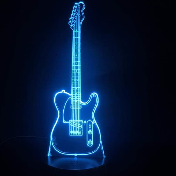 3D Gitarr Nattlampa Illusion Led 7 Färgförändring Tou