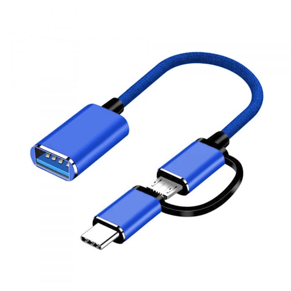 2 in 1 USB C -kaapeli YACSEJAO Type C & Micro USB -kaapeli USB 3.0 -liitäntään Nopea lataus punottu johto OTG kaikille Android -laitteille Älypuhelimet，Tabletit，MP4 ja