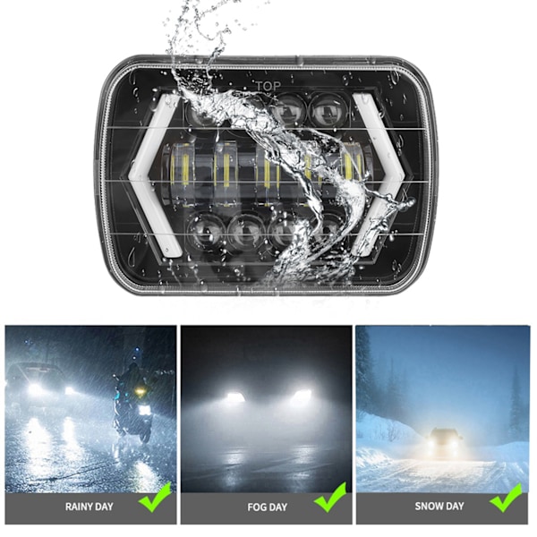 300W 7 tommers LED-bilfrontlys i aluminiumskall, firkantet, passer til Jeep Wrangler