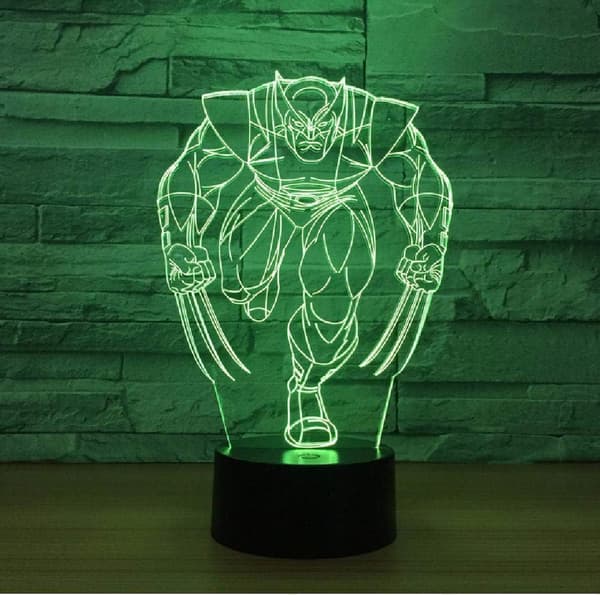 Wolverine 3D LED Lampe 7 Farver Natlampe til Børn USB Bordlampe Sove Natlys Tilbage Skole Studerende Gave