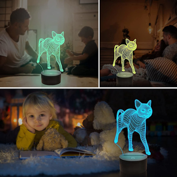 Katte Natlys, Ammonit 3D Kæledyrslampe Kattelys med 16 Farver Fjernbetjening