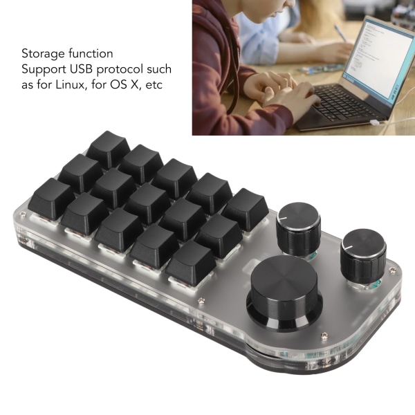 Programmerbar tastatur 3 knotter 15 taster bærbar RGB Bluetooth DIY mekanisk spilltastatur for kontorlaboratorium