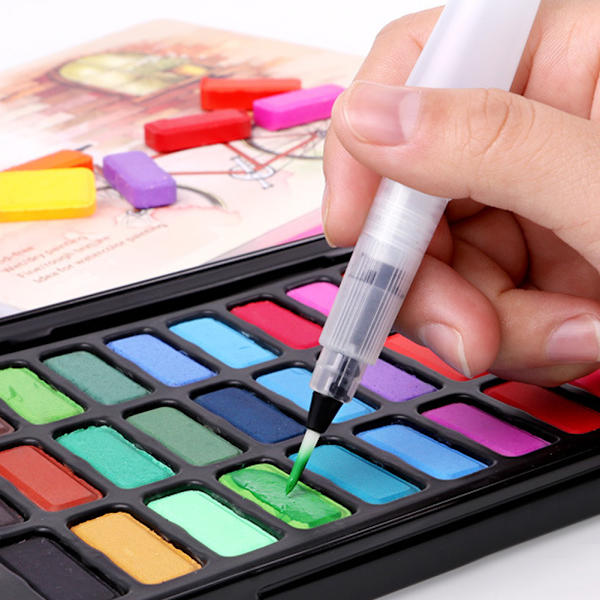 36 farver fast vandfarve pigment tegne maling kunst maleri værktøjssæt med jernkasse