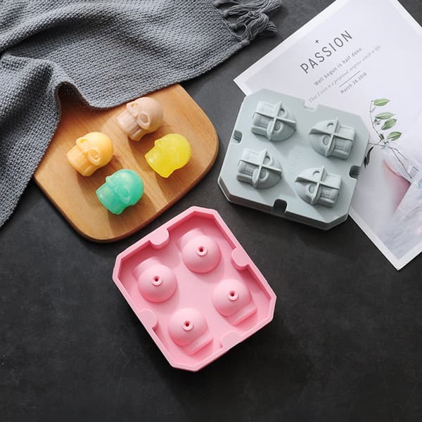 4 Hodeskalle Hode Isbitform Silikonform Bar DIY Morsom Isboks I
