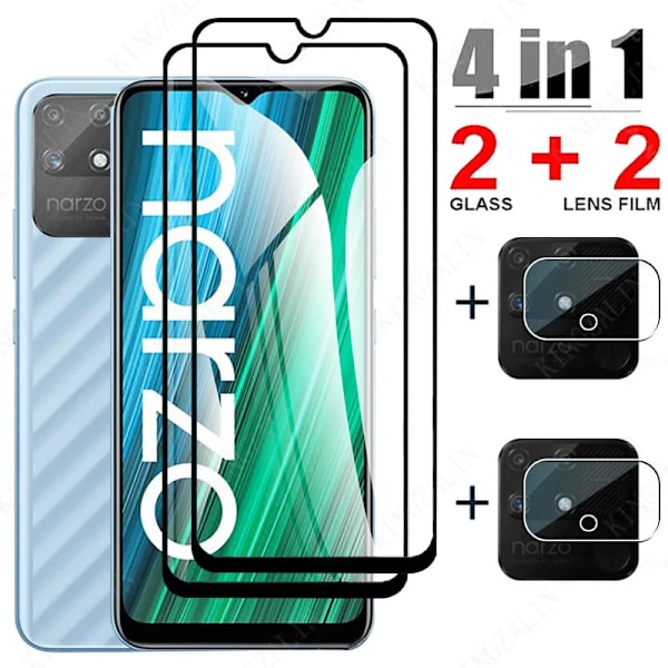 4IN1 Glas för Realme Narzo 20A Kameralins Skyddsfilm