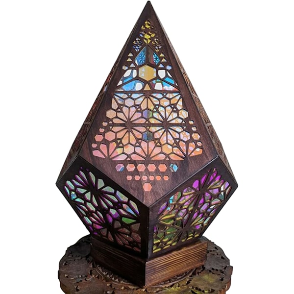 Färgglad 3D Geometri Projektionsnattlampa Vintage Bohemian