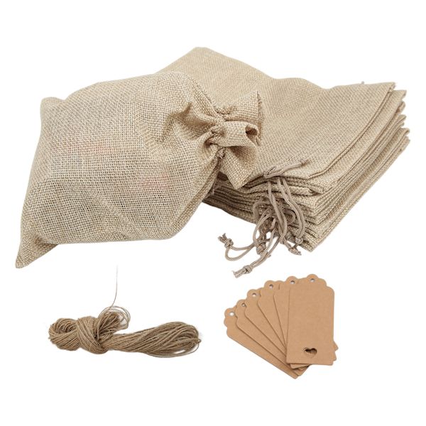 10 kpl Pieniä Burlap-pusseja Boheemi Tyylisiä Helppo Säilytys Laajalti Käytetty Erittäin Kestävä Pieni Kiristysnauha Pussit Lahja Korut