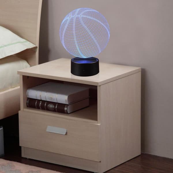 Basketball 3D Illusion Natlampe med 16 Farveskift