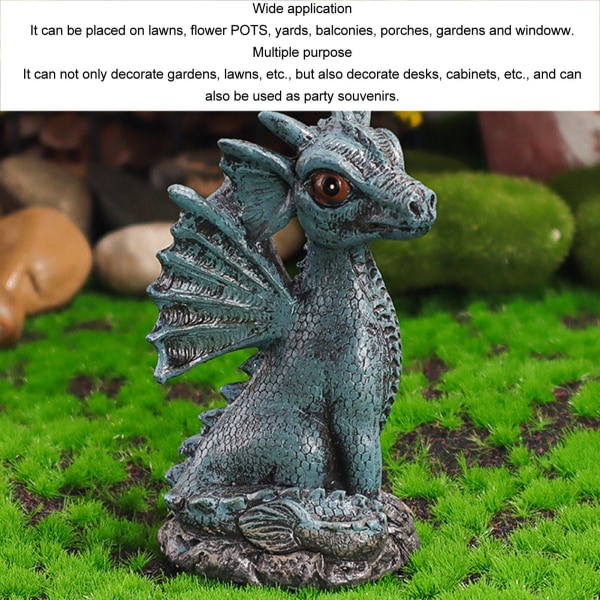 Miniature dragevejledning statue sæt syntetisk harpiks fe statue tilbehør til have græsplæne altan