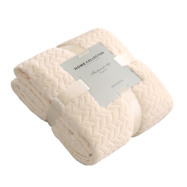 Fleece tæppe til sofa, blødt flanel tæppe, letvægts fuzzy tæpper til sofa seng kontor cream 150*200 CM