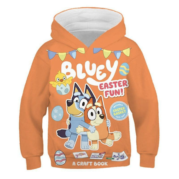 2024 Ny Blå Blå Blå Bingo Söt Pojkar Hoodie Realistisk 3D Tryckt Grafisk Huvtröja Flicka Orange XS