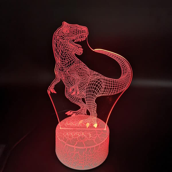 3D Dinosaur Natlampe Illusionslampe natlys 7 Farver T
