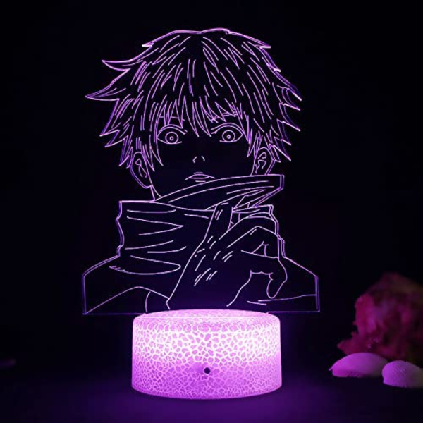 Jujutsu Kaisen Gojo 3D Illusions nattlampe med smart berøring, RGB-effekt, USB-kabeldrevet, kreativ japansk anime 3D-lampe - Ideell gave