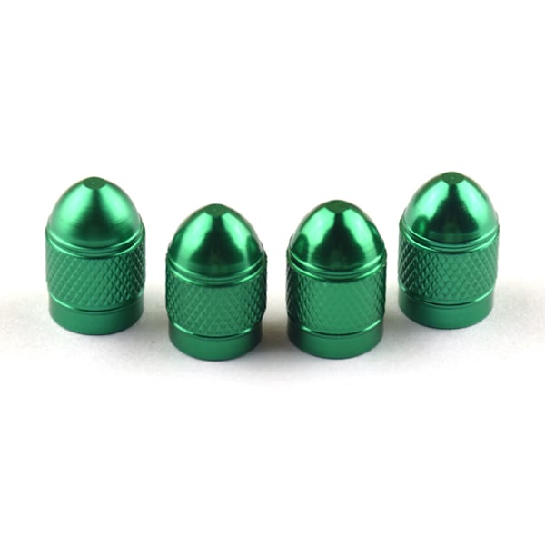 Aluminium Bullet Style Bil Truck Luft Port Dæk Ventil Fælg Ventilhætter (Pakke med 4) (Grøn)