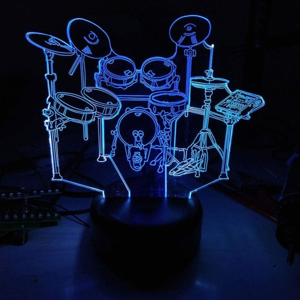 Trum LED 3D Illusionslampa USB-band nattlampa färgglad festivalpresent födelsedagspresent för pojke barn